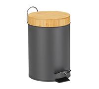 Relaxdays Bathroom Pedal Bin, 3 L, Rubbish Disposal, Soft Close, Sanitary Waste, with Lid, 24.5 x 17 x 23 cm, Grey, Iron