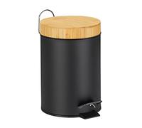Relaxdays Bathroom Pedal Bin, 3 L, Rubbish Disposal, Soft Close, Sanitary Waste, with Lid, 24.5 x 17 x 23 cm, Black