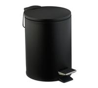 Relaxdays Bathroom Pedal Bin, 3 litres, Soft-Close Lid, Removable Inner Bucket, Sanitary Disposal, Guest Toilet, Black