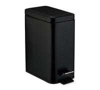 Relaxdays Bathroom Pedal Bin, 5 L, Soft-Close, Removable Inner Bucket, Matt Stainless Steel, Sanitary, with Lid, Black, Plastic
