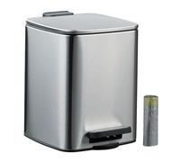 Relaxdays Bathroom Pedal Bin, 6 Litres, Soft-Close Lid, Removable Inner Bucket, Metal, Sanitary Waste, Toilet, Silver, 30% plastic 70% stainless steel, 6 L