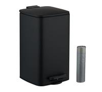 Relaxdays Bathroom Pedal Bin, 8 Litres, Soft-Close Lid, Removable Inner Bucket, Metal, Sanitary Waste, Toilet, Black