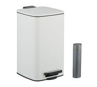 Relaxdays Bathroom Pedal Bin, 8 Litres, Soft-Close Lid, Removable Inner Bucket, Metal, Sanitary Waste, Toilet, White, 30% plastic 70% iron, 8 L