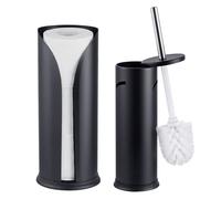 Relaxdays Bathroom Set, 2-piece, toilet brush, black