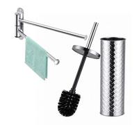 Relaxdays bathroom set, 2-piece, toilet brush, silver