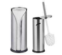 Relaxdays Bathroom Set, 2-piece, toilet brush, silver