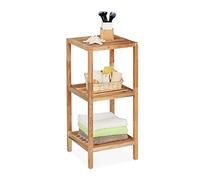 Relaxdays Bathroom Shelf, 3 Shelves, H x W x D: 79 x 36 x 36 cm, Bathroom, Kitchen, Walnut, Natural