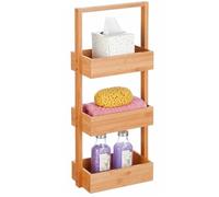 Relaxdays bathroom shelf, 3-tier, HxWxD: 70 x 26 x 17 cm, freestanding for bathroom & kitchen, bamboo & MDF, natural