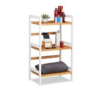 Relaxdays Bathroom Shelving Unit, Shelves For Towels, etc, Bamboo Shelf Unit, HWD 80x45x31.5 cm, White/Natural