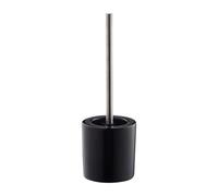 Relaxdays Bathroom & Toilet Accessory Set, Brush Holder, Brush Head, Bath Set, HxD 38.5 x 12.5 cm, Black