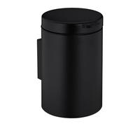 Relaxdays Bathroom Wall Bin, 5 Litres, Automatic Closure, Inner Container, Metal, Matte, Sanitary Waste, Round, Black, Iron, 27 x 20.5 x 27 cm