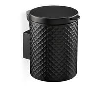 Relaxdays Bathroom Wall Bin, 5L, Soft Close, Inner Container, Metal, Sanitary Waste, Round, 27 x 20.5 x 27 cm, Black, Iron