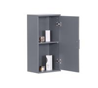 Relaxdays bathroom wall cabinet, 2 shelves, HWD: 62 x 30 x 21 cm, adjustable shelf, narrow design, MDF, grey-blue, 100% Fibreboard