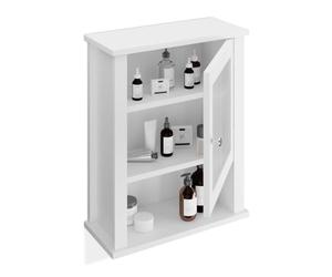 Relaxdays Bathroom Wall Cabinet, 3 Shelves, Door with Acrylic Glass, Narrow Hanging Cupboard, 52 x 42 x 18 cm, White