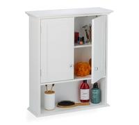 Relaxdays Bathroom Wall Cabinet, 3 Shelves, HWD: 70.5 x 60 x 20 cm, Magnetic Closure, Toiletries Storage Cupboard, White