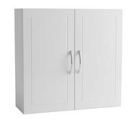 Relaxdays Bathroom Wall Cabinet with 2 Adjustable Shelves, Compact Design, 60x60x18 cm, White/Silver