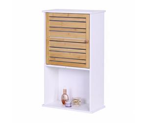 Relaxdays Bathroom wall cabinet with bamboo door
