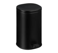 Relaxdays Bathroom Waste, 5 Litre, Soft-Close Cosmetics Trash Can, Matt Finish, Removable Inner Bin, Pedal, Black, Iron, 20 x 10 x 2.5 cm