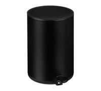Relaxdays Bathroom Waste, 5L, Round, Soft-Close Cosmetics Trash Can, Matt Finish, Removable Inner Bin, Pedal, Black, Steel, 25 x 17 x 22 cm