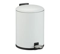 Relaxdays Bathroom Waste Bin, 3L, Round, Soft-Close Cosmetics Trash Can, Matt Finish, Removable Inner Bin, Pedal, White