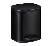 Relaxdays Bathroom Waste Bin, 5 Litre, Soft-Close Cosmetics Trash Can, Matt Finish, 2 Removable Inner Bins, Pedal, Black