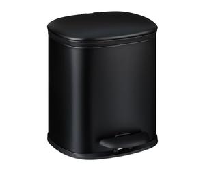 Relaxdays Bathroom Waste Bin, 5 Litre, Soft-Close Cosmetics Trash Can, Matt Finish, 2 Removable Inner Bins, Pedal, Black