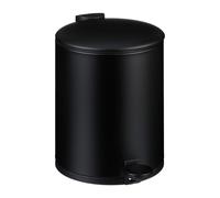 Relaxdays Bathroom Waste Bin, 5L, Round, Soft-Close Cosmetics Trash Can, Matt Finish, Removable Inner Bin, Pedal, Black