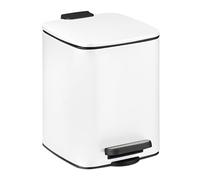 Relaxdays Bathroom Waste Bin, 6 Litre, Soft-Close Cosmetics Trash Can, Matt Finish, Removable Inner Bin, Pedal, White