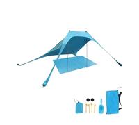 Relaxdays Beach Sun Shelter, UV 50+, 2-4 People, Carry Bag, Blue, 200 x 210 cm