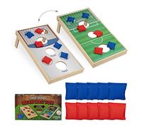 Relaxdays Bean Bag Toss, Cornhole Game, 10 Beanbags, Indoor & Outdoor Fun, HxWxD: 18 x 29 x 58 cm, Multicoloured, Wood