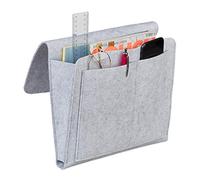 Relaxdays Bed Pocket, Hanging Bedside Storage, 5 Sections, Sofa & Armchair, Felt Organiser, 27 x 31.5 x 5 cm, Light Grey, 26 x 28 x 5 cm