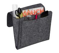 Relaxdays Bed Pocket, Hanging Bedside Storage, 5 Sections, Sofa & Armchair, Organiser, Felt, 27 x 31.5 x 5 cm, Dark Grey