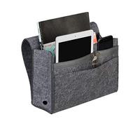 Relaxdays Bed Pocket, Hanging Storage, 6 Compartments, 4 Hook & Loop Straps, Organiser, 27 x 31.5 x 11.5 cm, Dark Grey, Felt