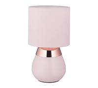 Relaxdays Bedside lamp with touch, table lamp living room & bedroom, fabric shade, E14, HxD: 32x18 cm, touch lamp, pink