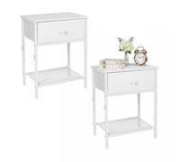 Relaxdays Bedside table, 2pc, drawer & shelf