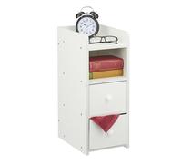 Relaxdays Bedside Table, with 2 Drawers, HWD: 55 x 22.5 x 34 cm, Bedroom Nightstand, Next to Bed Storage, White