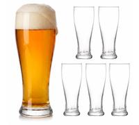 Relaxdays Beer Glasses Set of 6, 460 ml, Tall Wheat/Pilsner, Clear