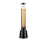 Relaxdays Beer Tower with Tap, 3 litres, Drinks Dispenser with Cooler, for Garden & Parties, 81 cm Tall, Clear/Black
