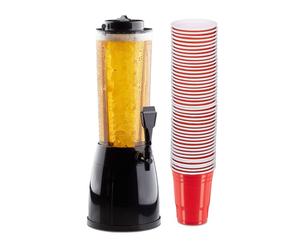 Relaxdays Beer tower with tap & beer pong cups