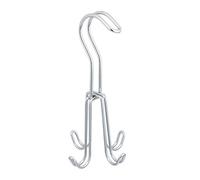 Relaxdays Belt Hanger, Belt Holder for Wardrobe, Metal, Belts, Handbags, 4 Hooks, 18 x 9 x 9 cm, Silver