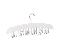 Relaxdays, Hooks for 12 Belts, 360° Rotatable Hanger, Wood, 17.5 x 43 x 5.5 cm, for Wardrobe, White/Silver, 80% 20% iron