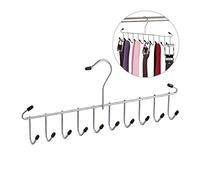 Relaxdays Belt Hanger, with 12 Hooks, for Scarves, Ties & More, Wardrobe & Closet Organisation, Plastic & Iron, Silver, 15 x 35 x 4 cm