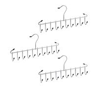 Relaxdays Belt Hangers, Set of 3, Metal, Space-Saving, 12 Hooks, Wardrobe & Closet Storage for Scarves, Tie Rack, Silver, Plastic, Iron, 15 x 35 x 4 cm