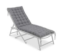 Relaxdays Bench Cushion, Padded and Quilted, Tied, Outdoor, for Garden Benches & Pallets, 180x70 cm, Grey
