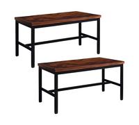 Relaxdays Bench Set of 2, Dining Room, Space-Saving, HWD: 51x108x32 cm, Metal, Industrial/Black