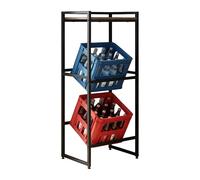 Relaxdays Beverage Crate Rack, 2 crates, HxWxD: 117 x 47 x 32 cm, industrial-style, brown/black