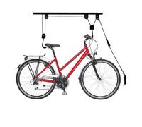 Relaxdays Bike Storage, Ceiling Mount Lift, Load up to 20 kg, with Cable, for Garage & Cellar, Bicycle, Practical, Black, Steel, 11 x 94 x 4 cm