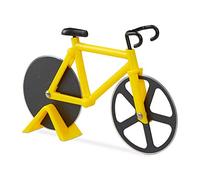 Relaxdays bicycle pizza cutter, funny pizza roller with cutting wheels made of stainless steel, cutter for pizza & dough, yellow