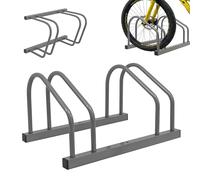 Relaxdays Bicycle Stand Floor & Wall Mounted, 2 Wheels, Up to 65 mm Tyre Width, Garage & Yard, Row Parker, Steel, Silver