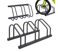 Relaxdays Bicycle Stand Floor & Wall Mounted, 3 Wheels, up to 65 mm Tyre Width, Garage, Row Parker, Steel, Anthracite